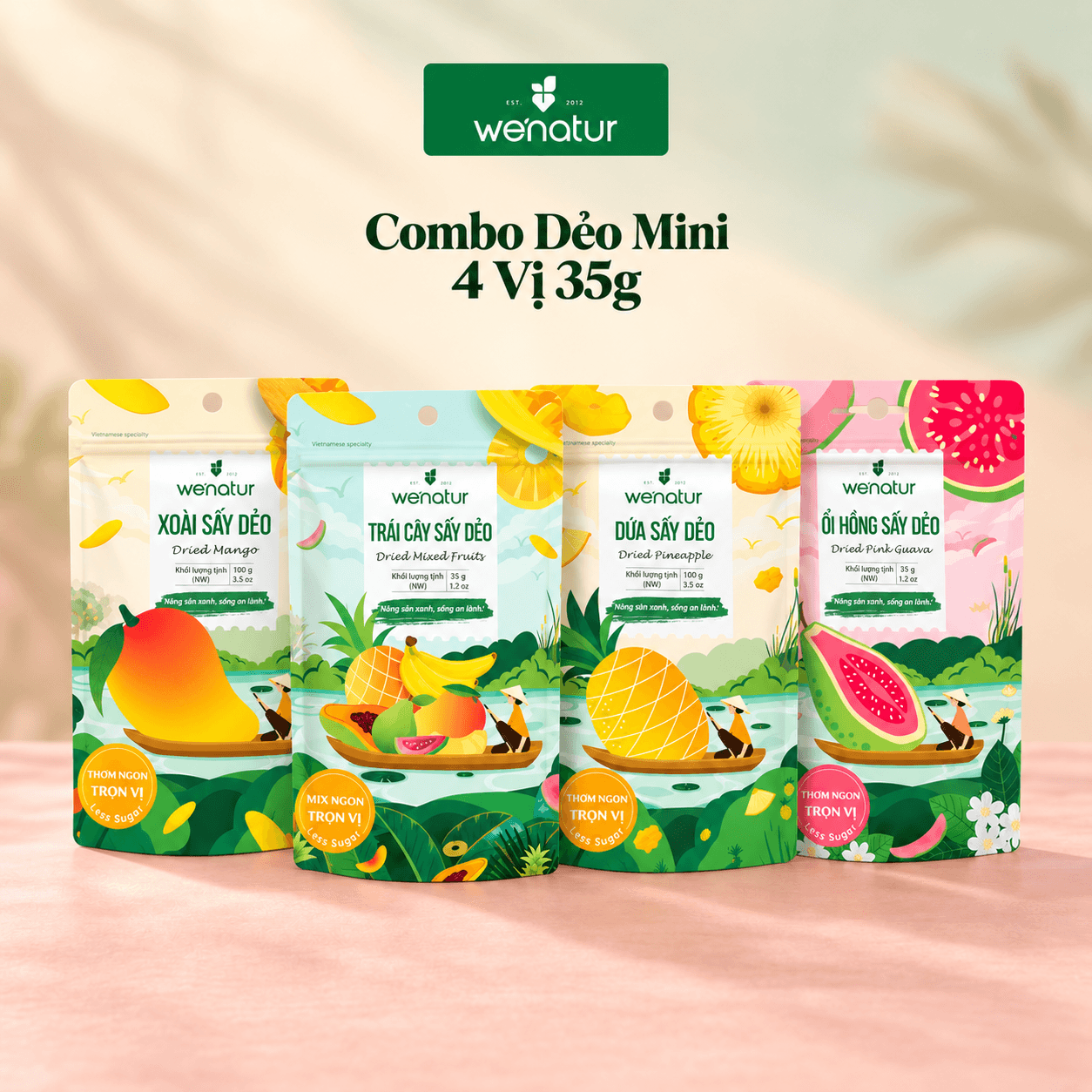 Combo Trái Cây Sấy Dẻo Mini 4 Vị we'natur 35g